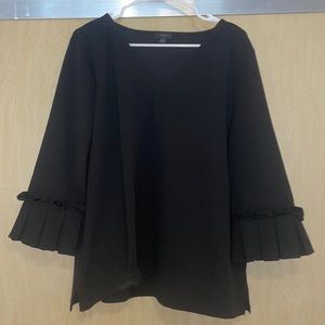 Ann Taylor Decorative Sleeve Black Blouse, size XL